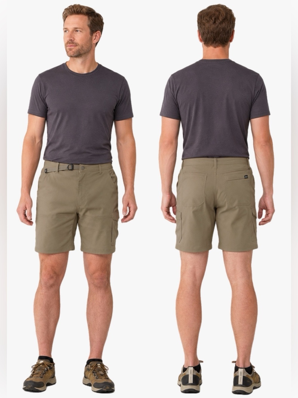 NWT prAna Stretch Zion II Climbing Hiking Shorts Khaki Size 42 8” Inseam